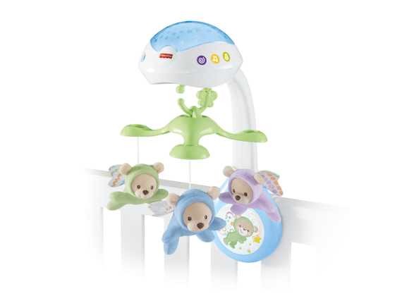 Fisher-Price 3 in 1 Dream Bear Baby Mobile with Music Clock, Night Light, White Noise and Star Light Projector