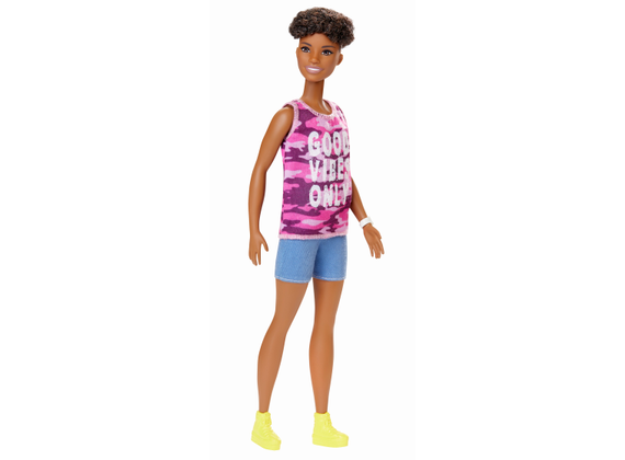 Mattel Barbie doll in pink camouflage tank top