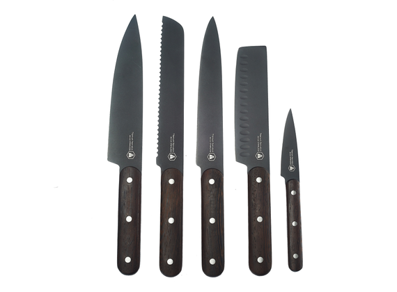 Laguiol set with 5 kitchen knives - black blade