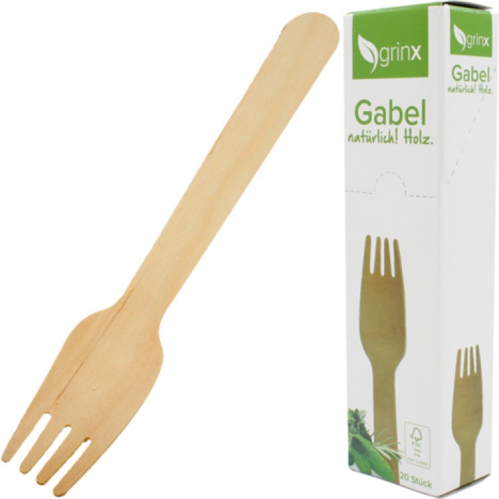 Party cutlery fork 20s made of wood 15.5cm