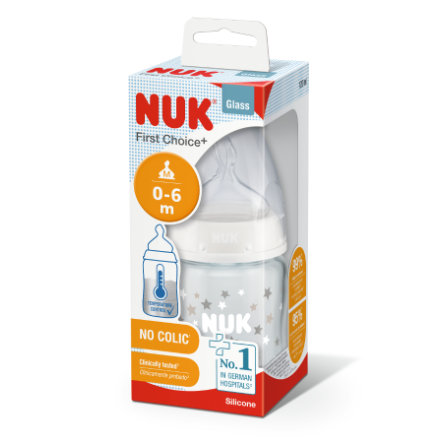 NUK glass bottle first choice plus silicone 120ml - white