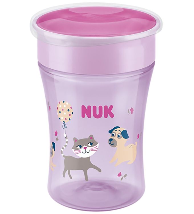 Nuk Magic Cup with Drinking Rim and Lid, 230ml - Pink