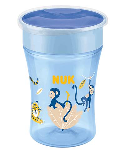 Nuk magic cup with drinking rim and lid, 230ml - blue