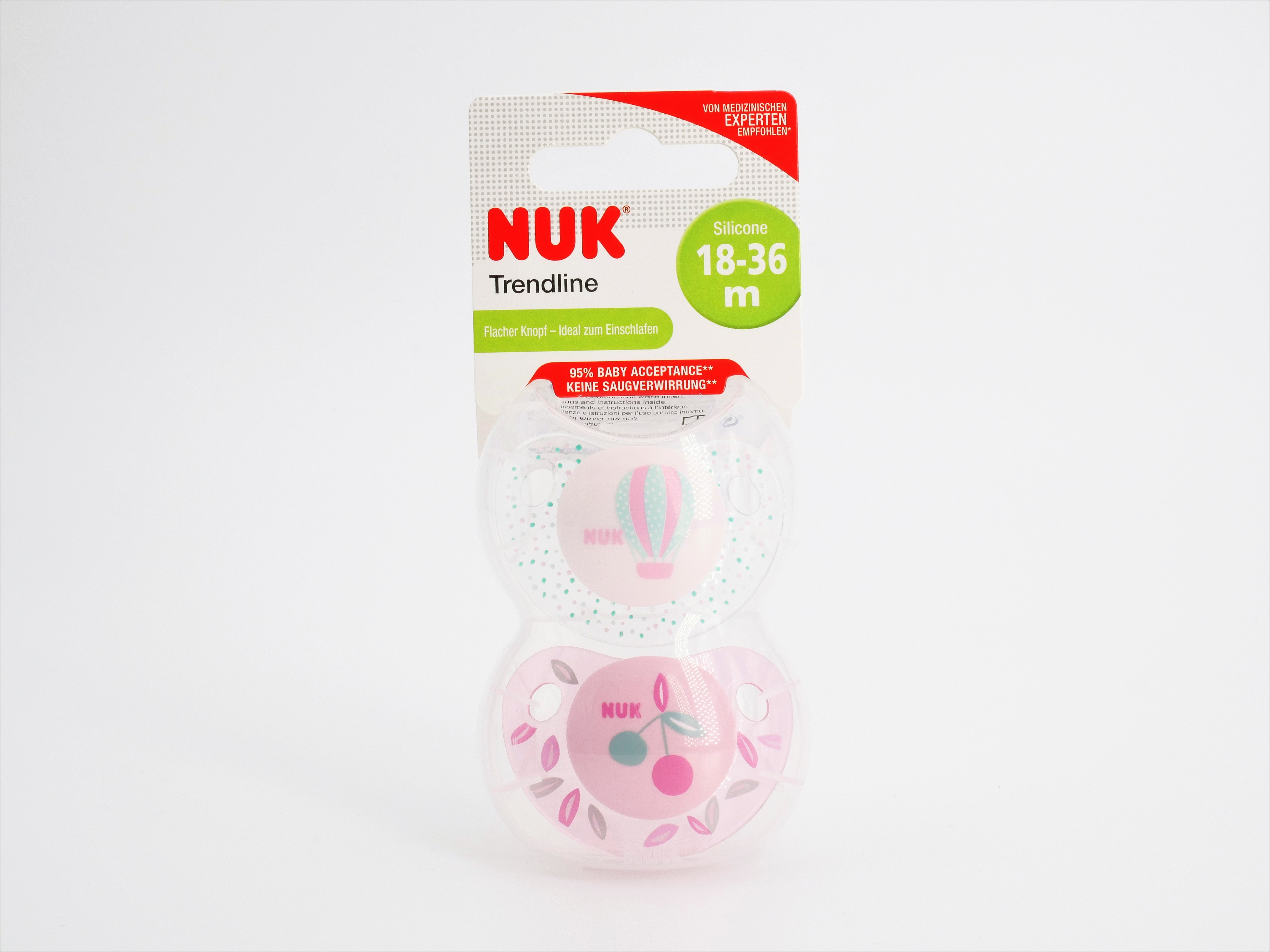 Nuk trendline pacifier silicone size. 3 18-36m - pink