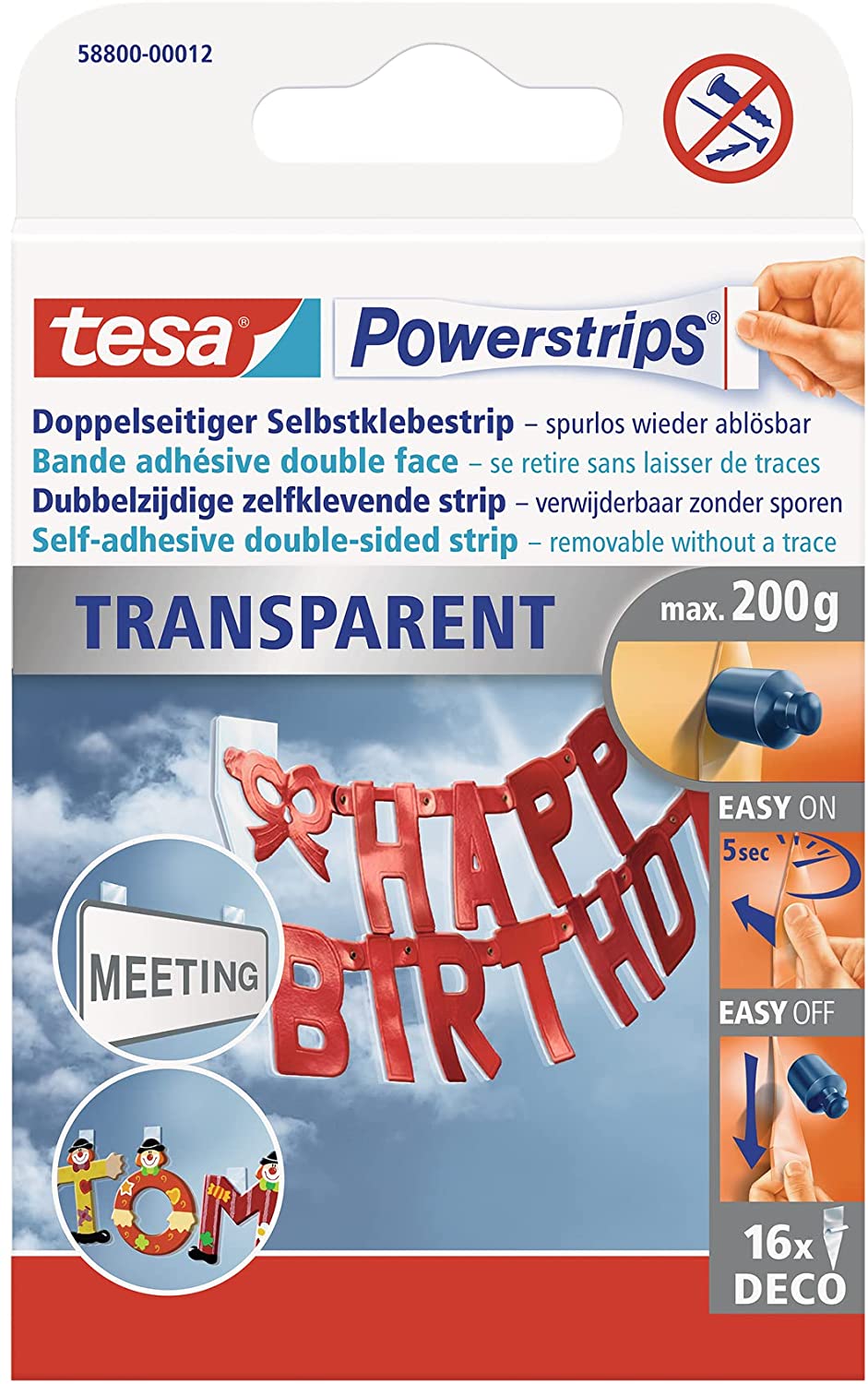 Tesa PowerstripesTransparent Deco  5x 1 Pck. value pack