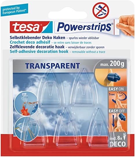 TESA Powerstripes Transparent Deco-Hooks 5pcs