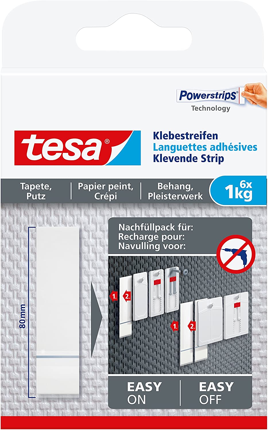 Tesa Powerstripes Wallpaper & Plaster 1kg 5x Pck. value pack