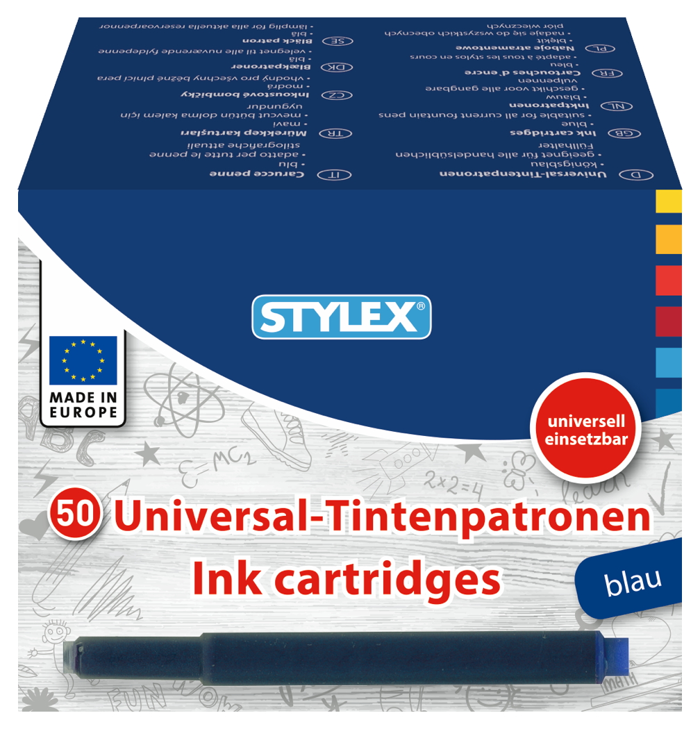 Stylex 23017 ink cartridges blue 50 pieces can be used universally