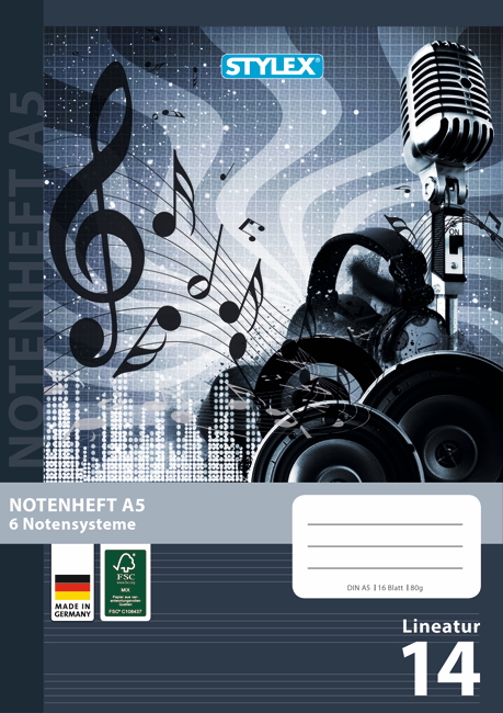 Stylex sheet booklet A5, upright, 16 sheets with 14 note systems