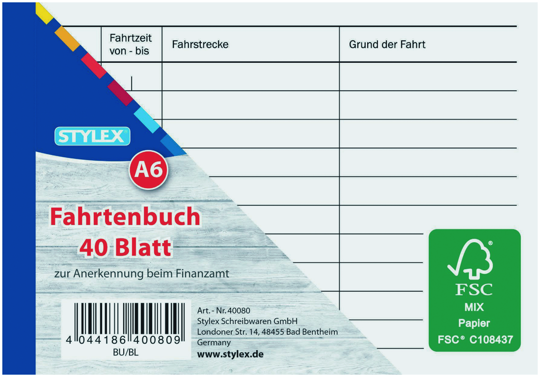 Stylex logbook A6, 40 sheets