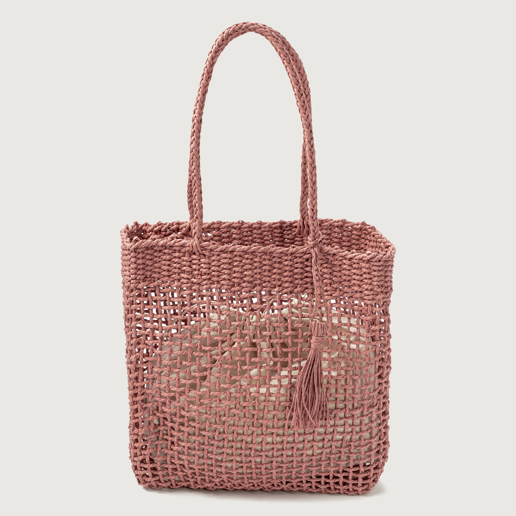 Hallhuber basket bag made of high -quality paper straw rose quartz, one size