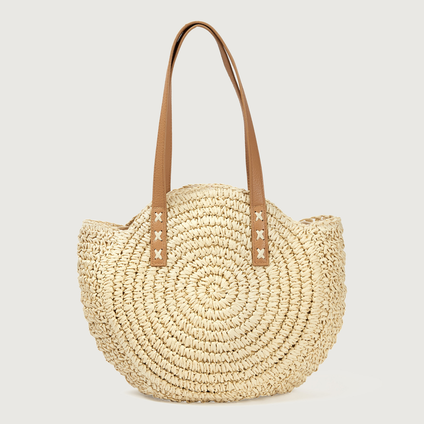 Hallhuber round basket bag made of paper straw champagne, one size