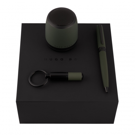 Hugo Boss Set Gear Matrix Khaki (ballpoint pen, key ring & speaker)