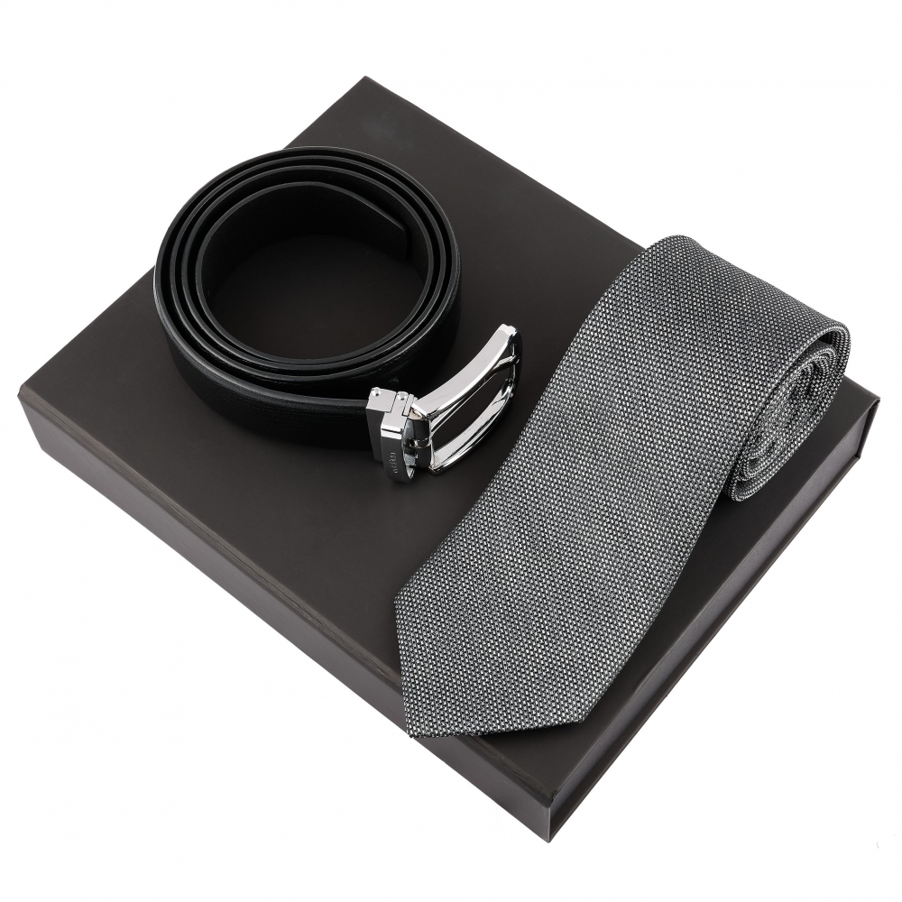 Ungaro Set Leone Black (belt & silk tie)