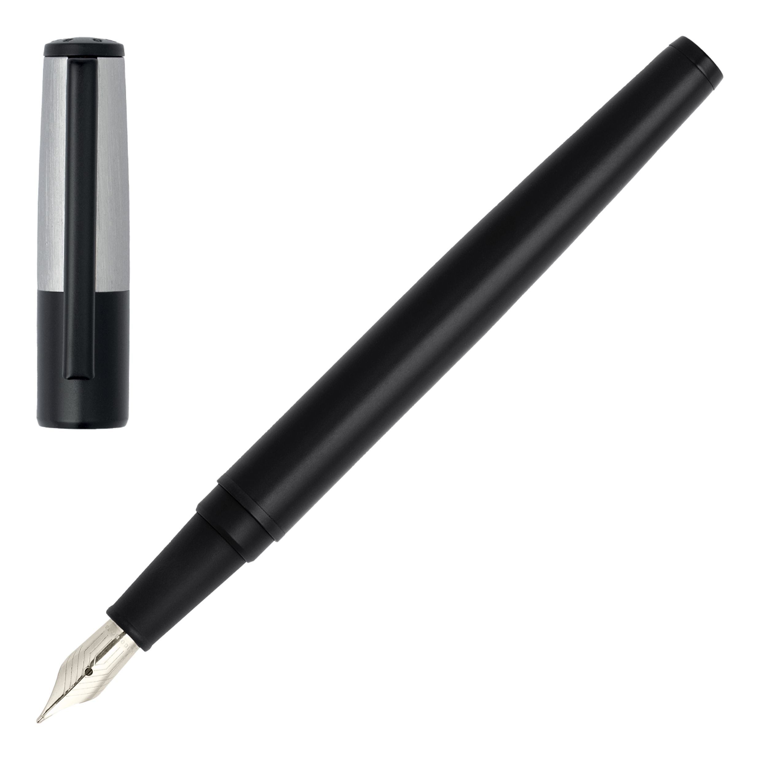 Hugo Boss fountain pen gear minimal black & chrome