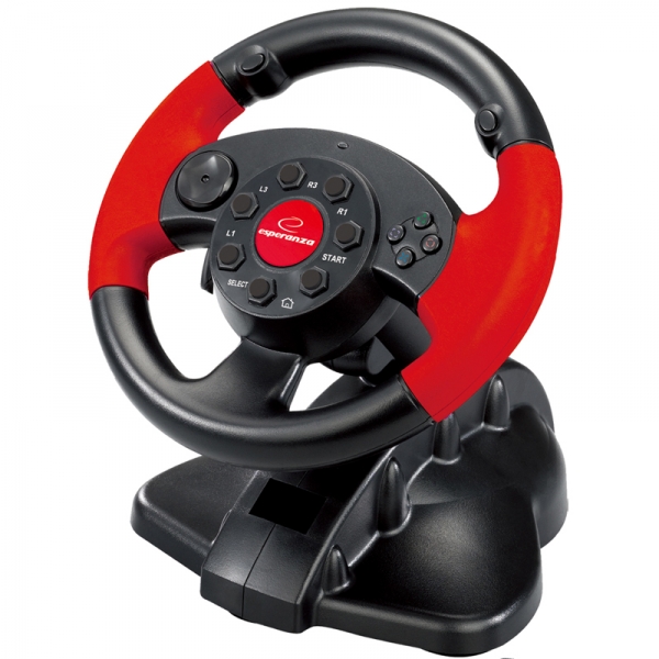 Esperanza EG103 USB steering wheel for PC and console HIGH OCTANE, black / red
