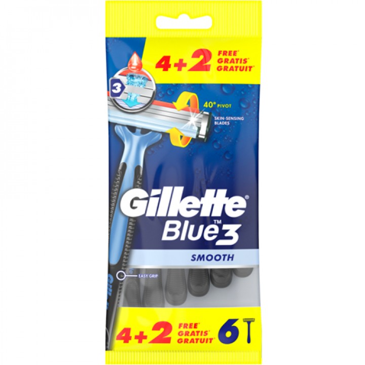 Gillette Blue3 Disposable Razor Smooth 4+2 Free
