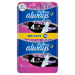 Always Platinum Pads + Wings Secure Night size 4 x14