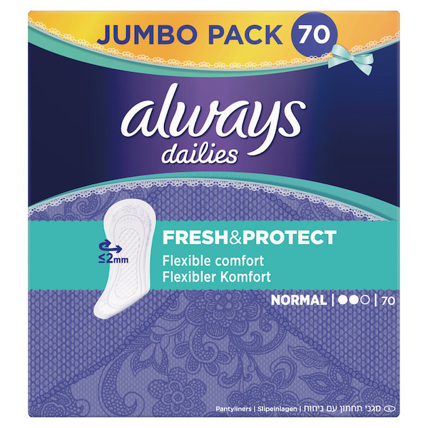 Always Dailies Fresh & Protect, regular panty liners, 70 pcs
