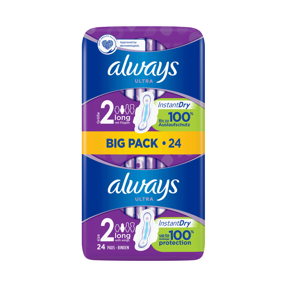 Always Ultra Pads Long + wing size 2 x24