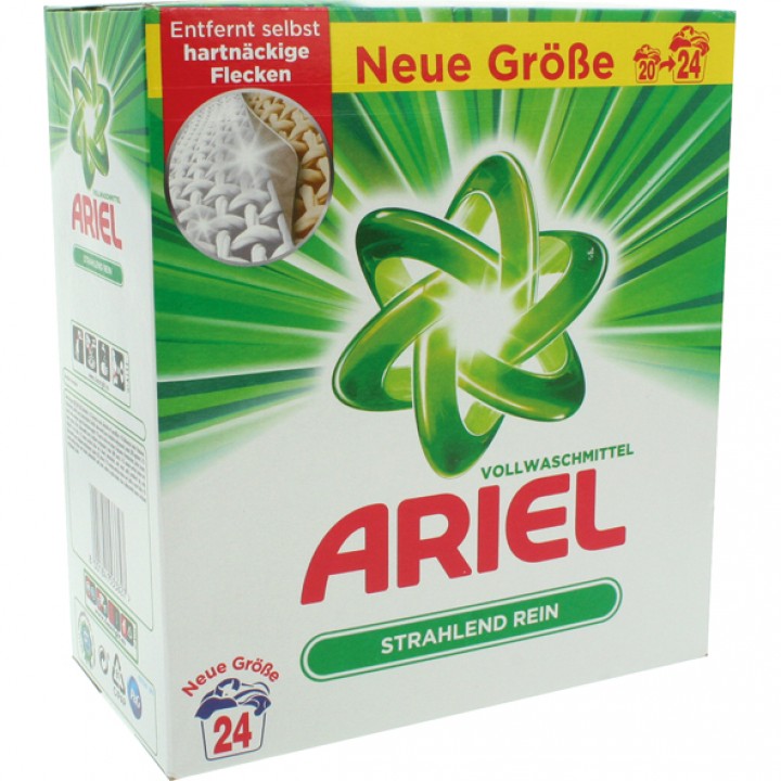 Ariel Radiantly Clean heavy-duty detergent value pack 4x 1.56 kg for approx 96 wash loads