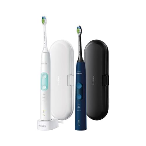 Philips Sonicare ProtectiveClean 5100 Electric toothbrush double pack, travel case - white/blue HX6851