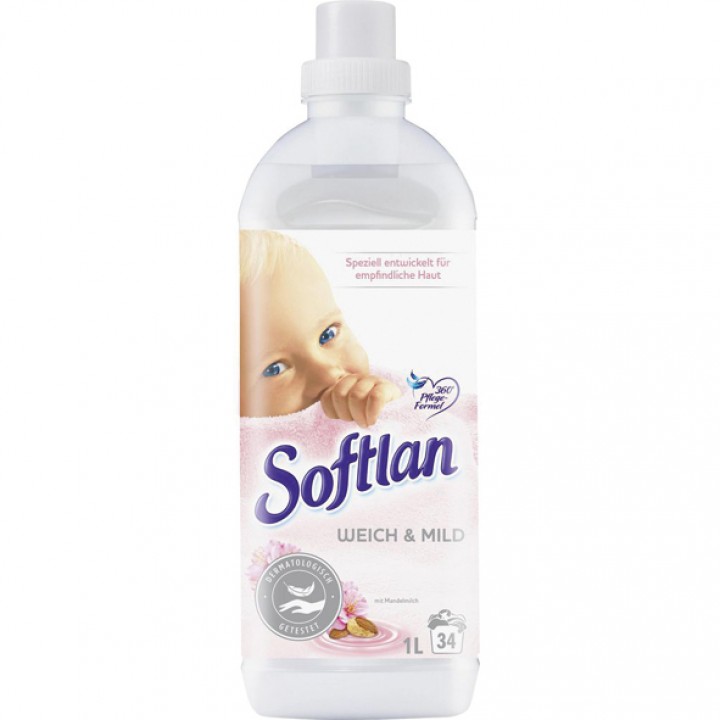 Softlan Fabric Softener, Soft & MIld 12 x 1000 ml value pack